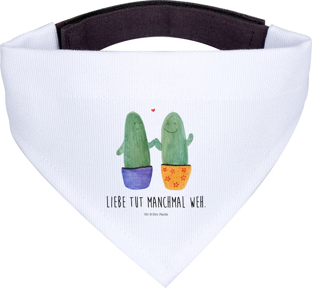 Mr. & Mrs. Panda Tuch Kaktus Liebe - Weiß - Geschenk, Love, Halstuch, Hunde, Hundehalstuch, Hochzeit, Trennung, Kakteen, Hund, Für