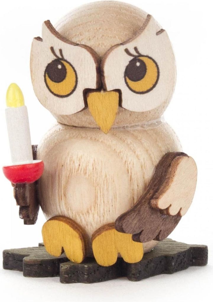 Miniaturfigur Eulenkind mit Kerze zum Stellen BxHxT 3x4x2cm NEU
