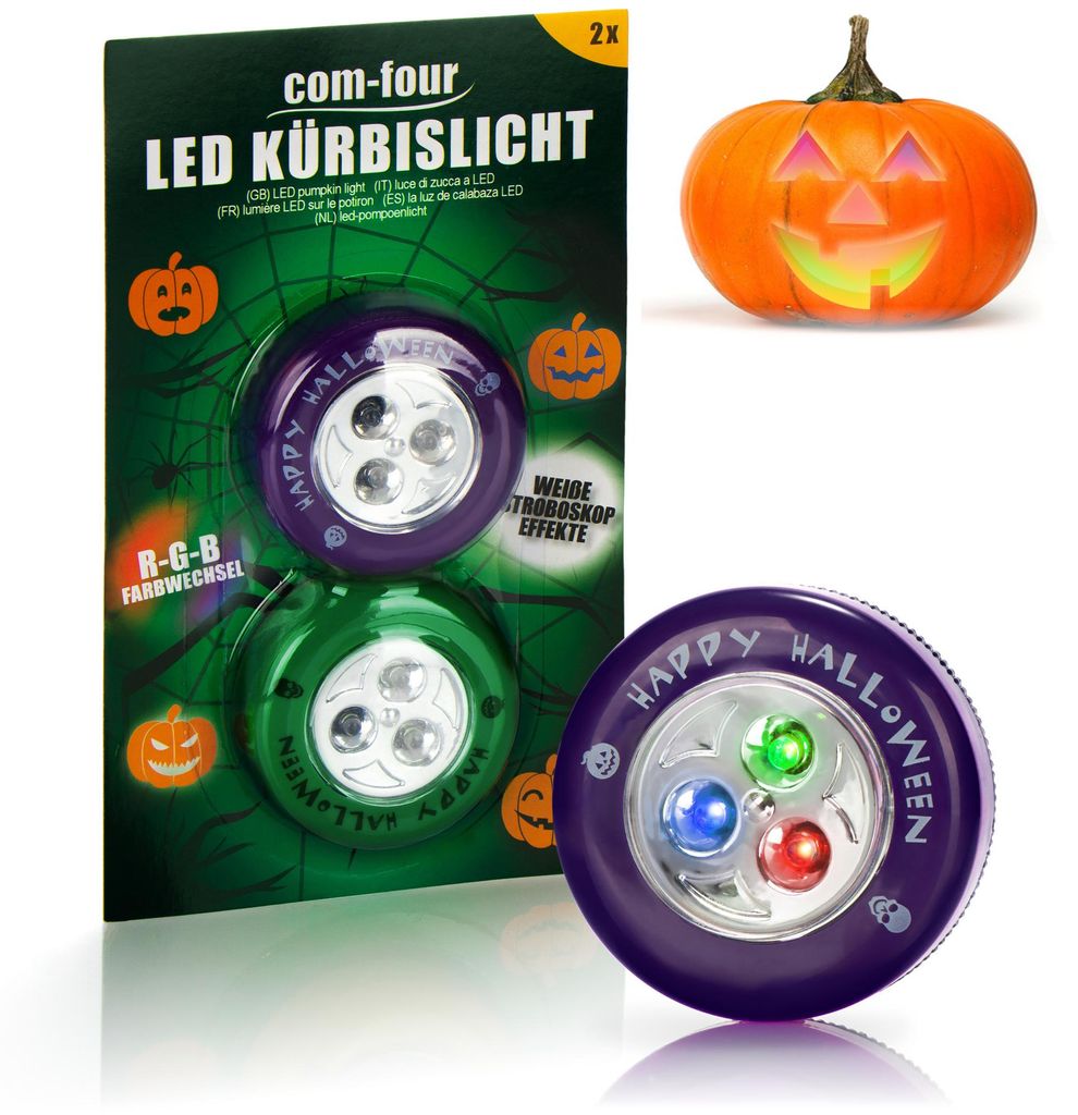 com-four® 2 LED svietidlá na tekvicu na Halloween – Obrázok produktu 