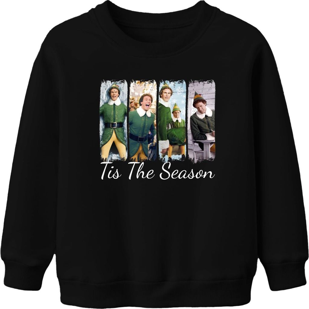 Tis The Season Buddy Elf Weihnachten lustig Geschenk Retro Film Uni Kinder Sweatshirt Pullover, Schwarz, 152