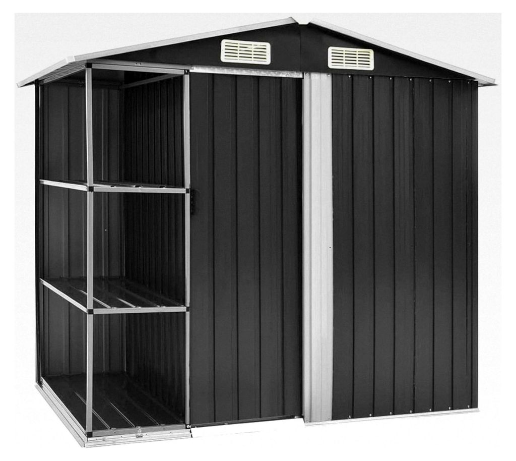 Gartenhaus mit Regal in Anthrazit 205x130x183 cm aus Eisen