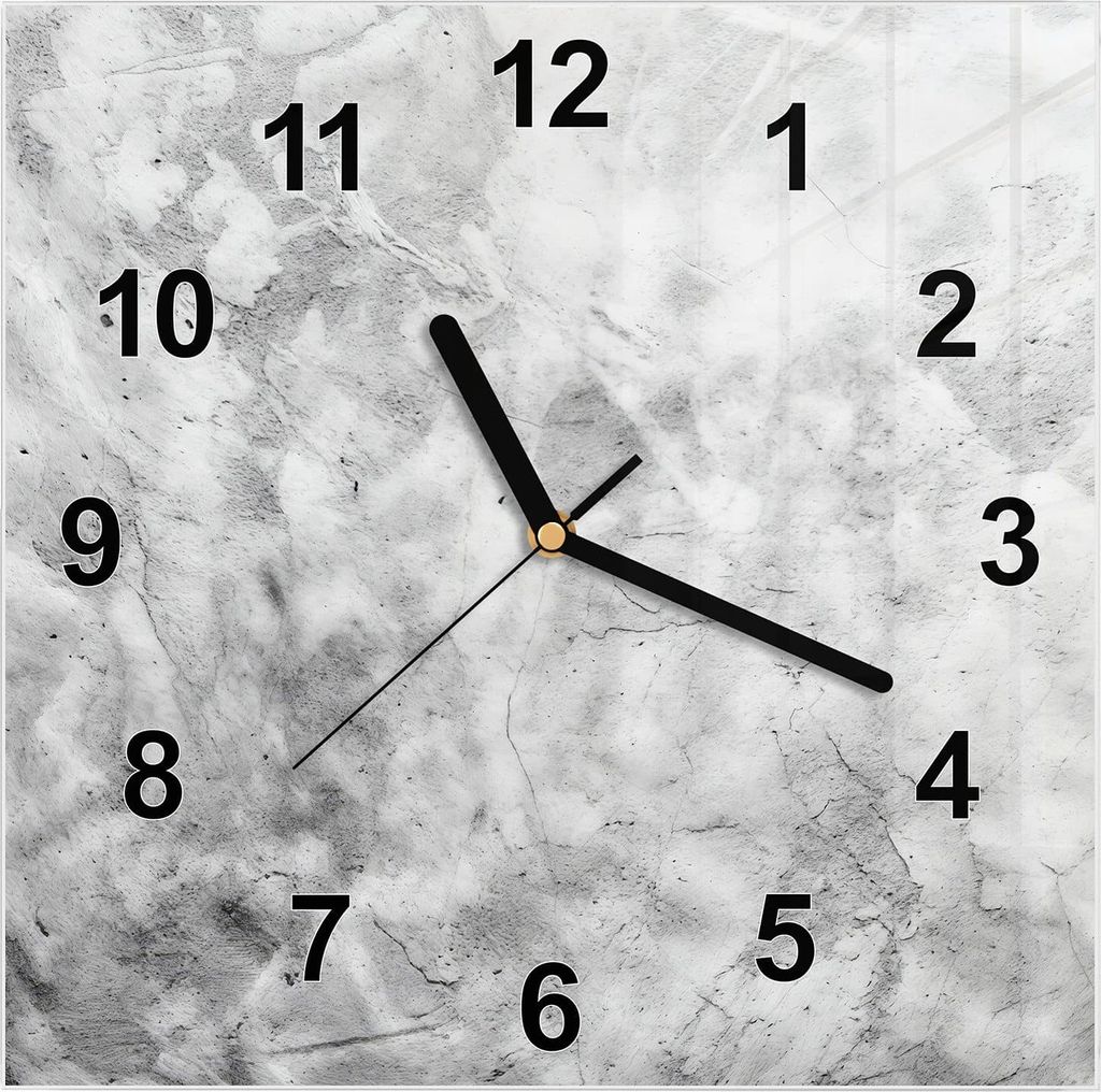 Wanduhr aus Glas mit Motiv Marmor Struktur- 30 x 30 cm - inkl. Aufhängesystem