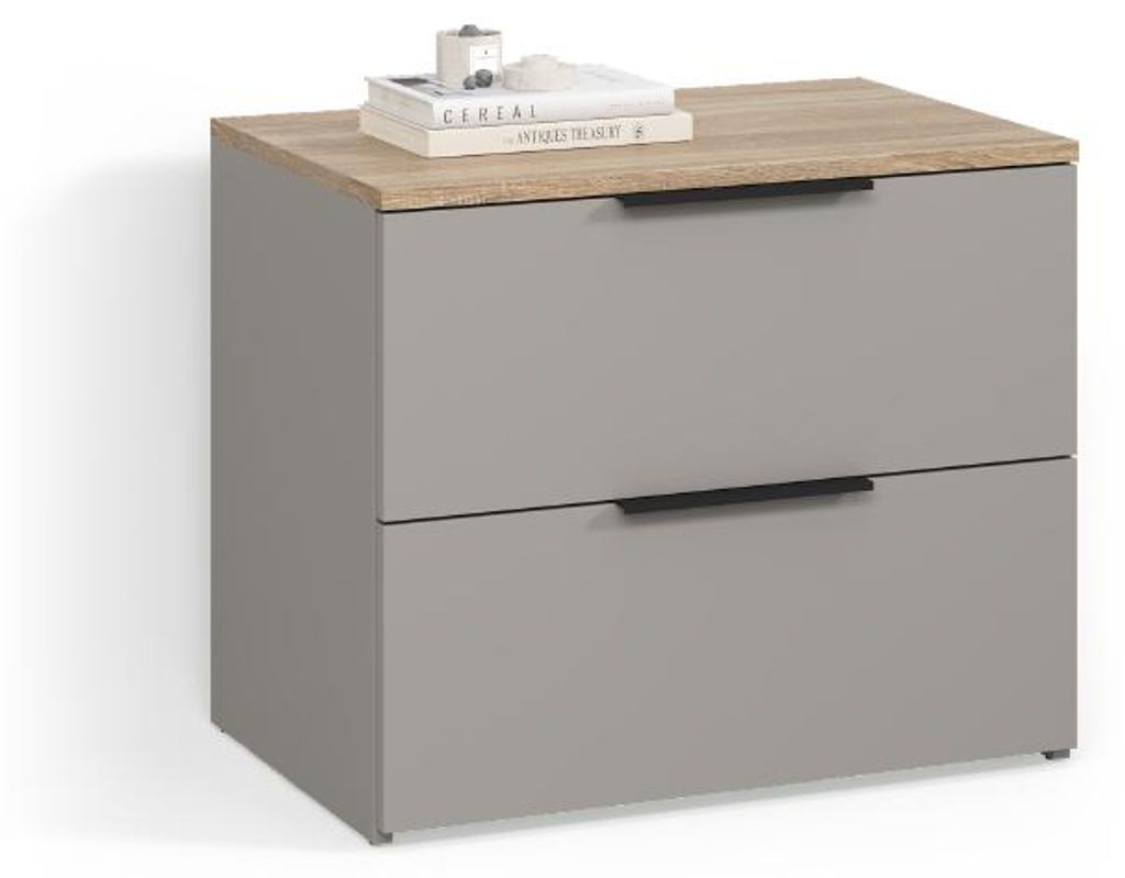 Kommode Livinity Piave Greige 60 x 50 cm mit 2 Schubladen, Model 58839