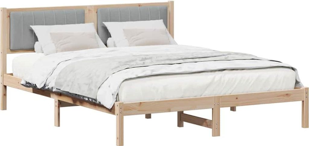 "Winter Sale" Bettgestell mit gepolstertem Kopfteil Hellgrau 160 x 200cm - clorisNeu392671 - Klassische BettenJugendbett Tagesbett