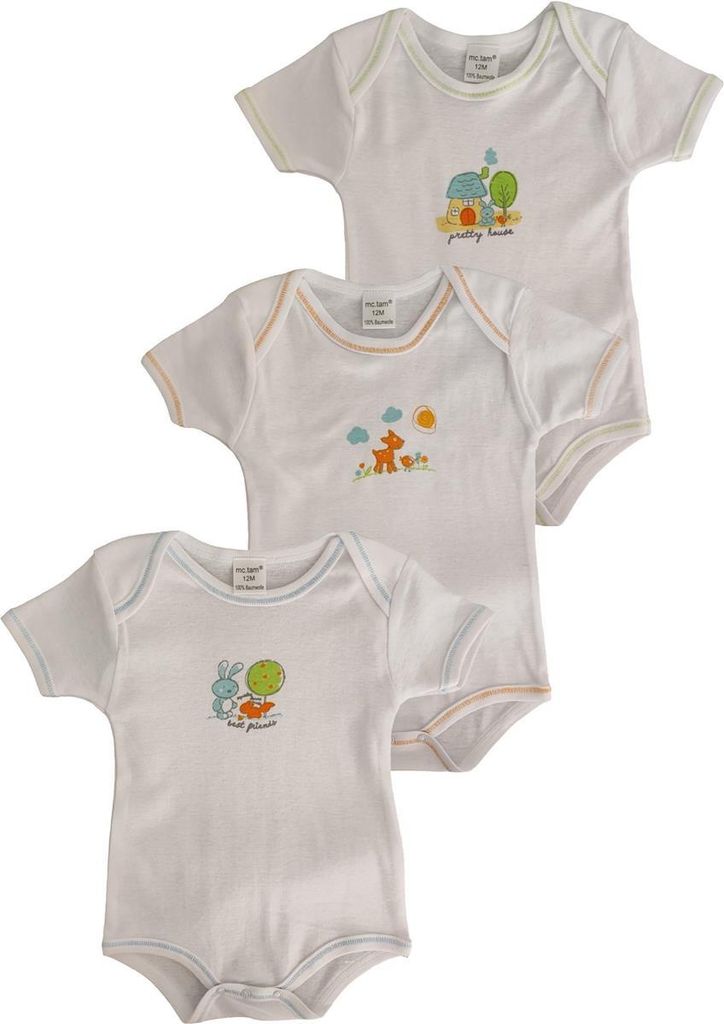 Baby Kurzarmbody 3er-Pack 100% Baumwolle Bodys Kurzärmelig; Weiß/4-6 Monate