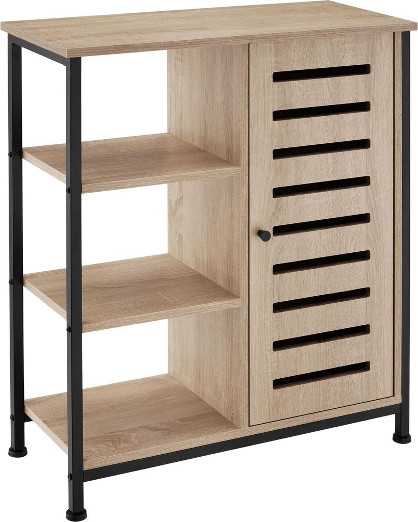 tectake Sideboard mit höhenverstellbaren Kunststofffüßen, 70 x 32 x 82 cm