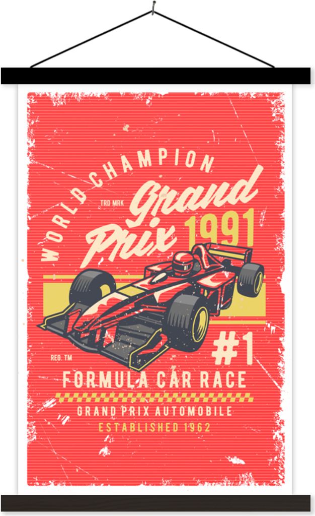 MuchoWow Textilposter Mancave - Formel 1 - Rennwagen - Retro 120x180 cm mit schwarzem Rahmen - Fotos