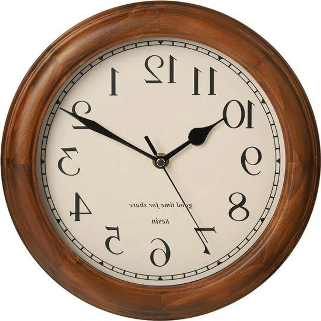 Horloge bois rétro 28 cm marron - Cadran vintage et finition soignée