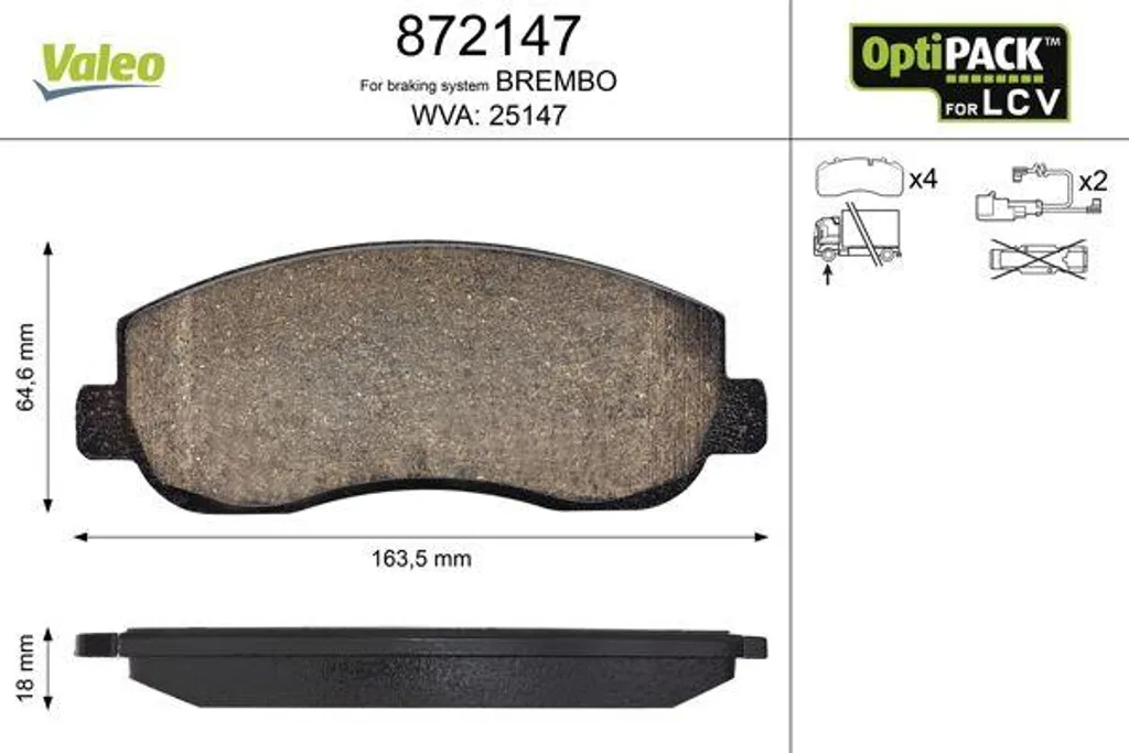 Plaquettes de frein pour Renault Master charge lourde Valeo 872147
