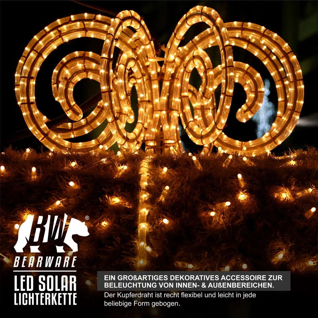 Set 2 Catene Luminose Solari Bearware 100 LED 10m Luce Calda Esterno - 4