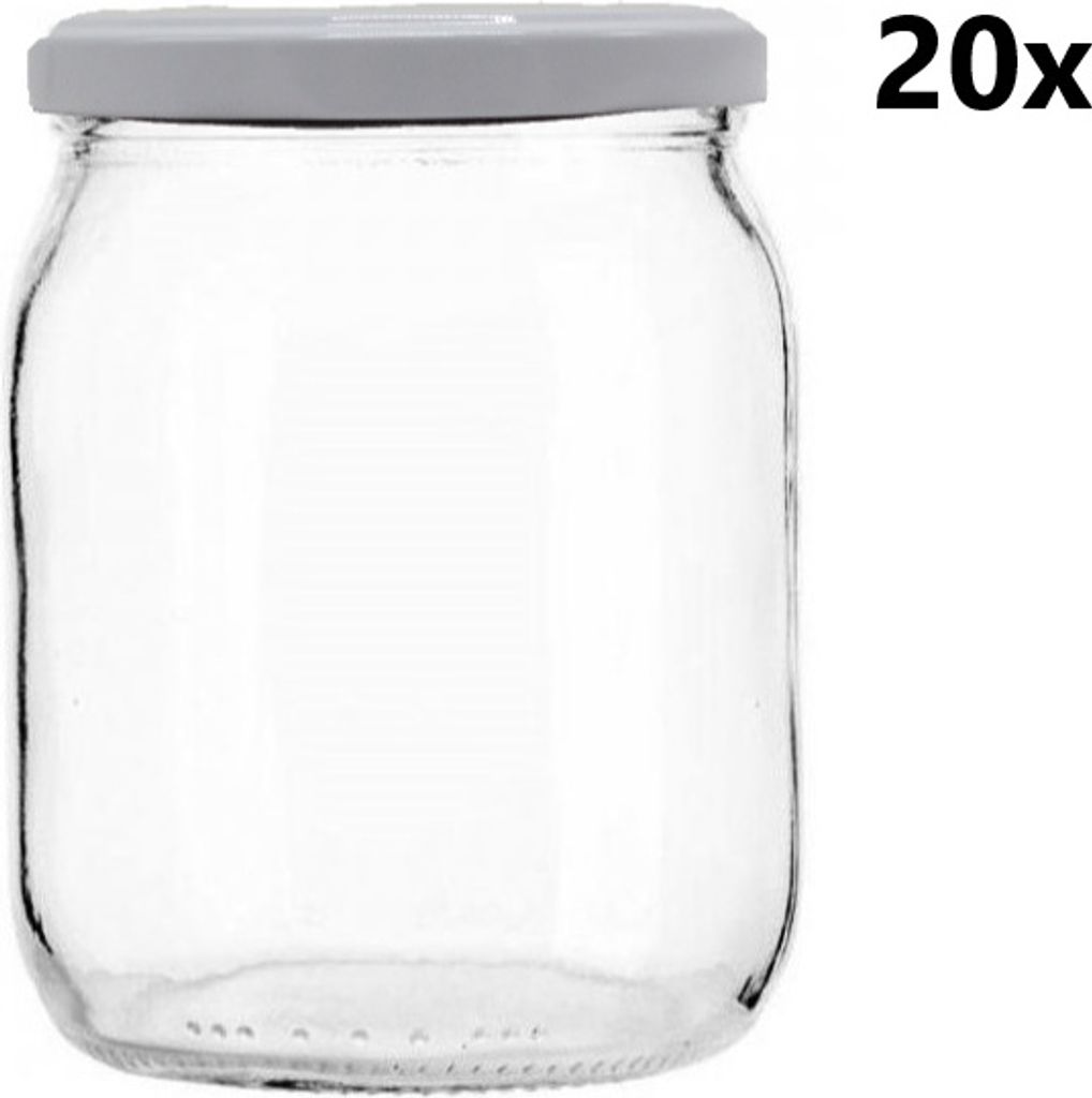 Einmachglas 540 ml PROFI II klar/transparent 20 Stück INKLUSIVE WEIßEN DECKELN, 20 Stück 20