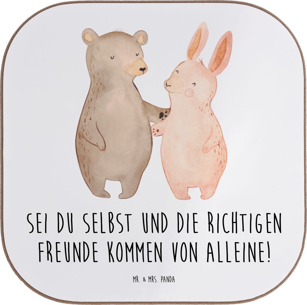 Mr. & Mrs. Panda Untersetzer für Gläser Neue Freunde finden - Weiß - Geschenk, positivity, echte Verbindungen, Tischschoner, optimistisch bleibe...