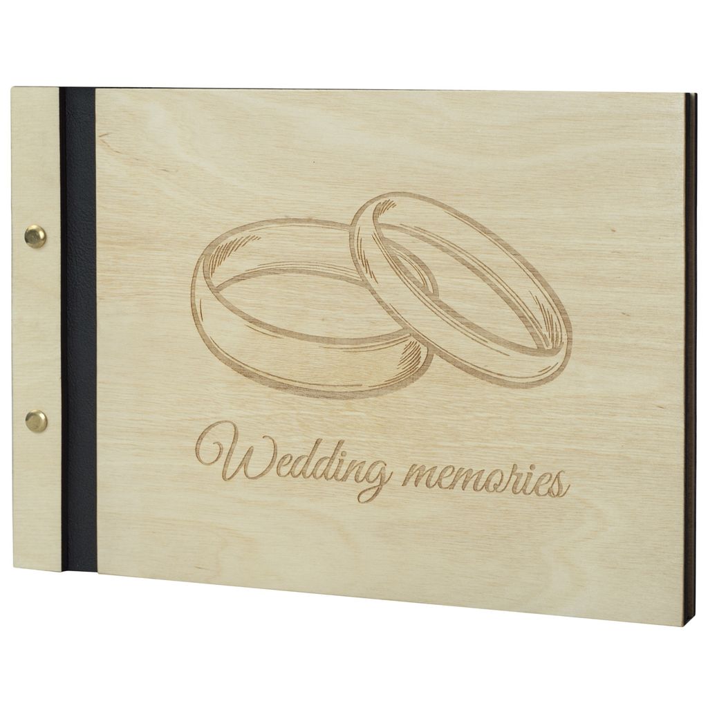 Hochzeit Ringe Verlobung Fotoalbum Holzalbum 60 schwarze Seiten Fotobuch selbst gestalten einkleben