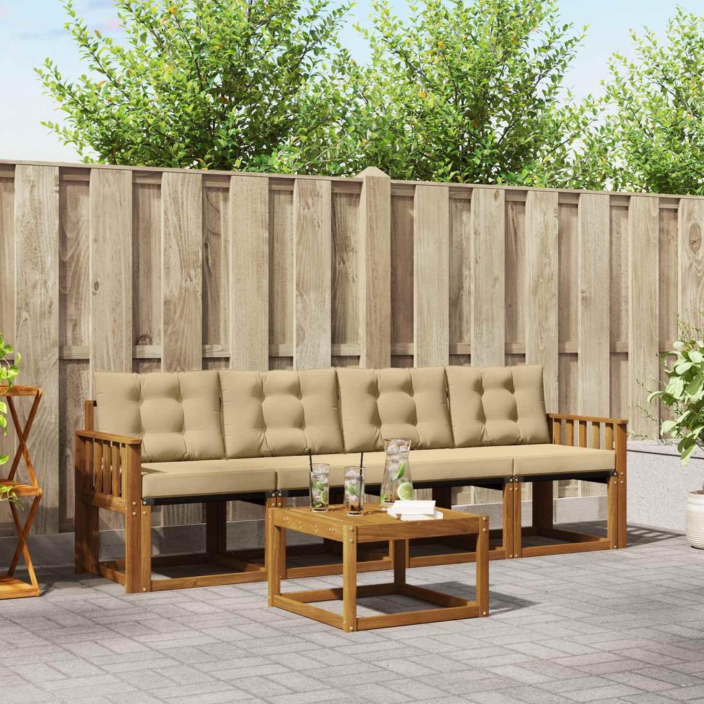 (Robust Möbel)Outdoor-Sofagarnitur - CLORIS - Balkonmöbe/Sitzgruppe - mit Kissen 5 pcs - Moderne Design - Natur und Beige - Gartensofas NeuM...