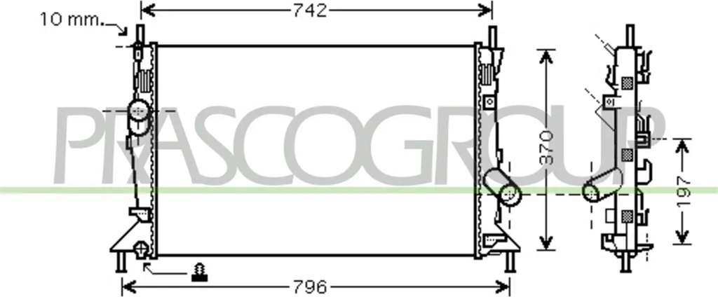 Radiateur PRASCO FD424R005 à haute efficacité thermique pour Mazda 3
