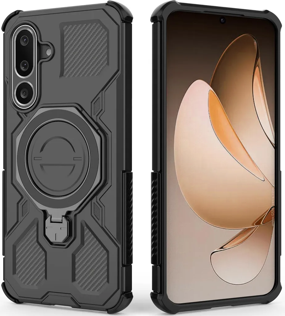 Cover Samsung Galaxy M56 Robusta con Anello e Supporto Magnetico Nero
