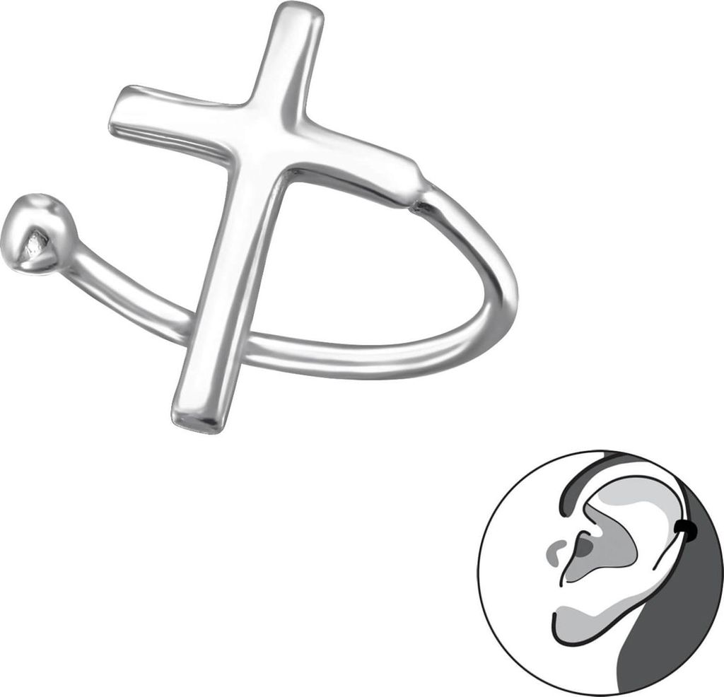 925 Sterling Silber Ear Cuff Ohrklemme mit Kreuz