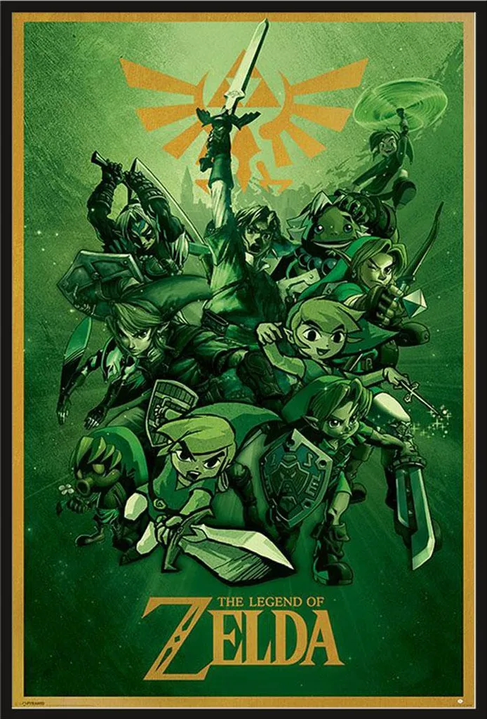 Poster The Legend of Zelda Link sous Cadre Noir Shinsuke Maxi Vitré