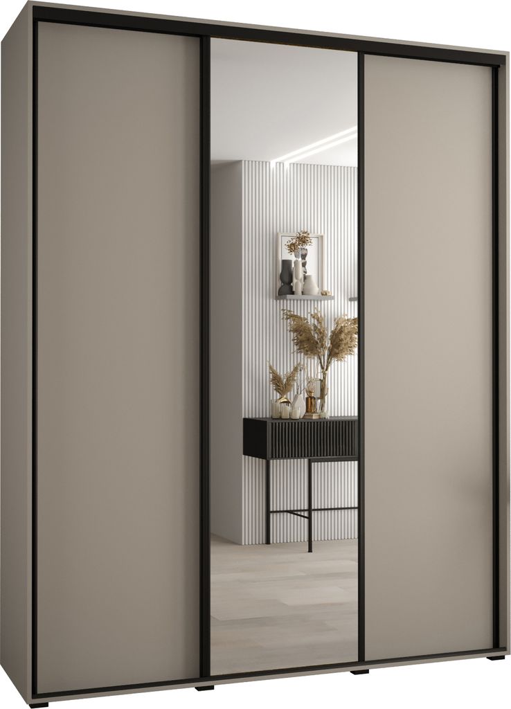 Kryspol Dakota 3 Schrank, drei Türen - 235,2x200x45cm - Kaschmir Schwarz