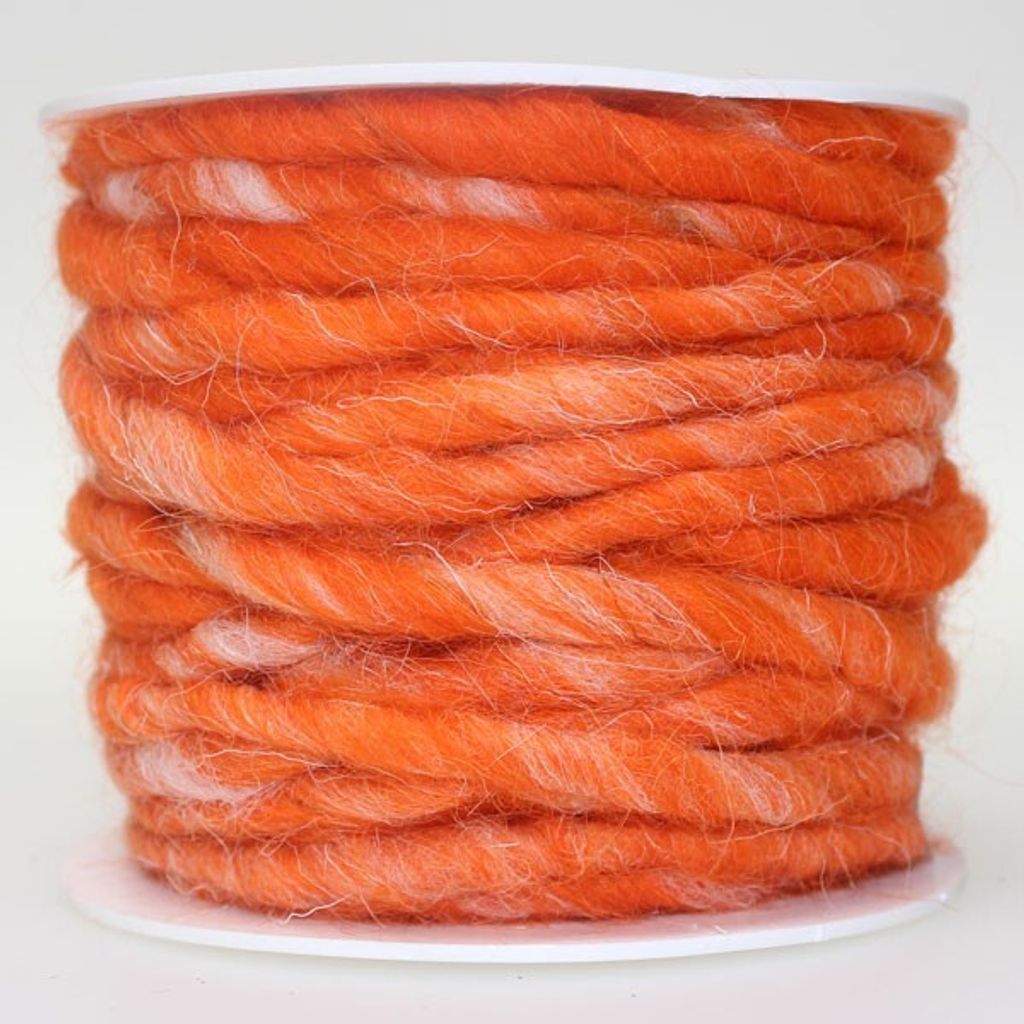 10m Wollschnur mit Juteseele Wollband Wolle Dekowolle Filzkordel D ca. 5mm, Farbe:orange