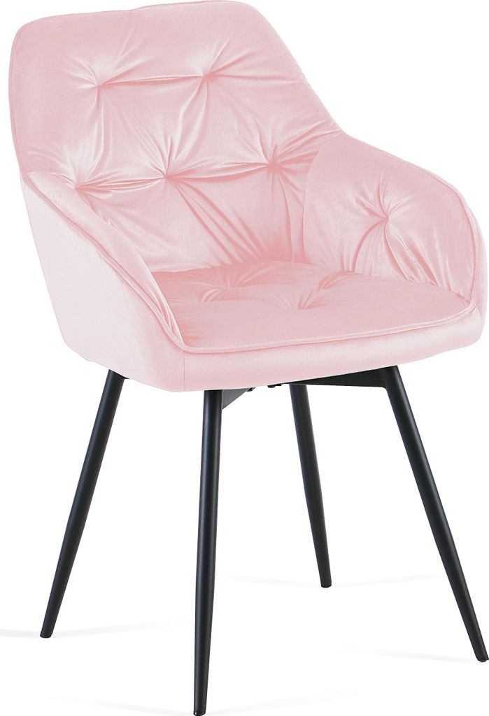 Stuhl KENLY mit pflegeleichtem Samtbezug und Metallgestell, pink, schwarz, max. 110 kg