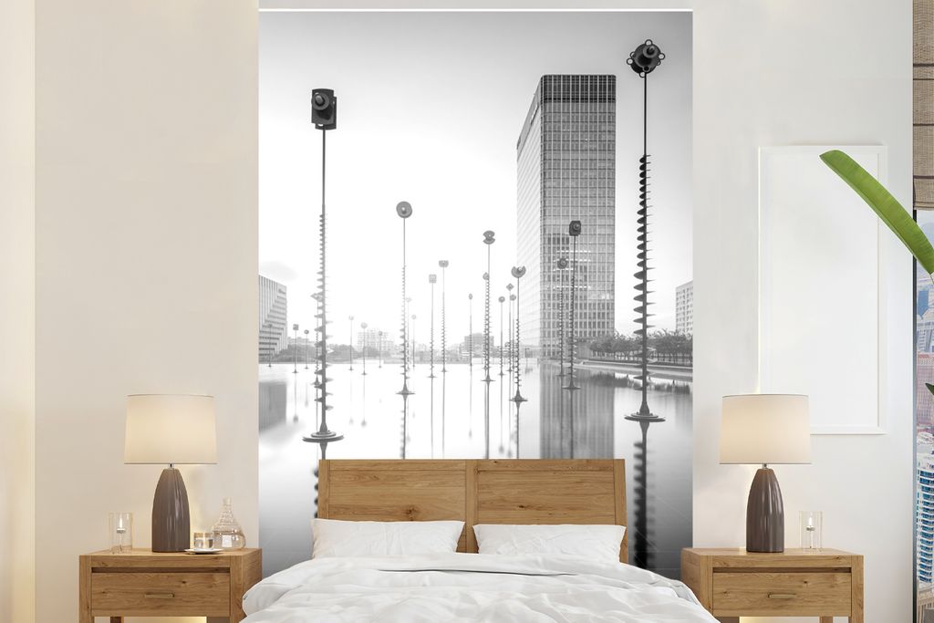 MuchoWow Fototapete für Wohnzimmer oder Schlafzimmer Wandtapete Vinyl Motivtapete Platz mit verschiedenen Arten von dekorativen Lampen in Paris ...