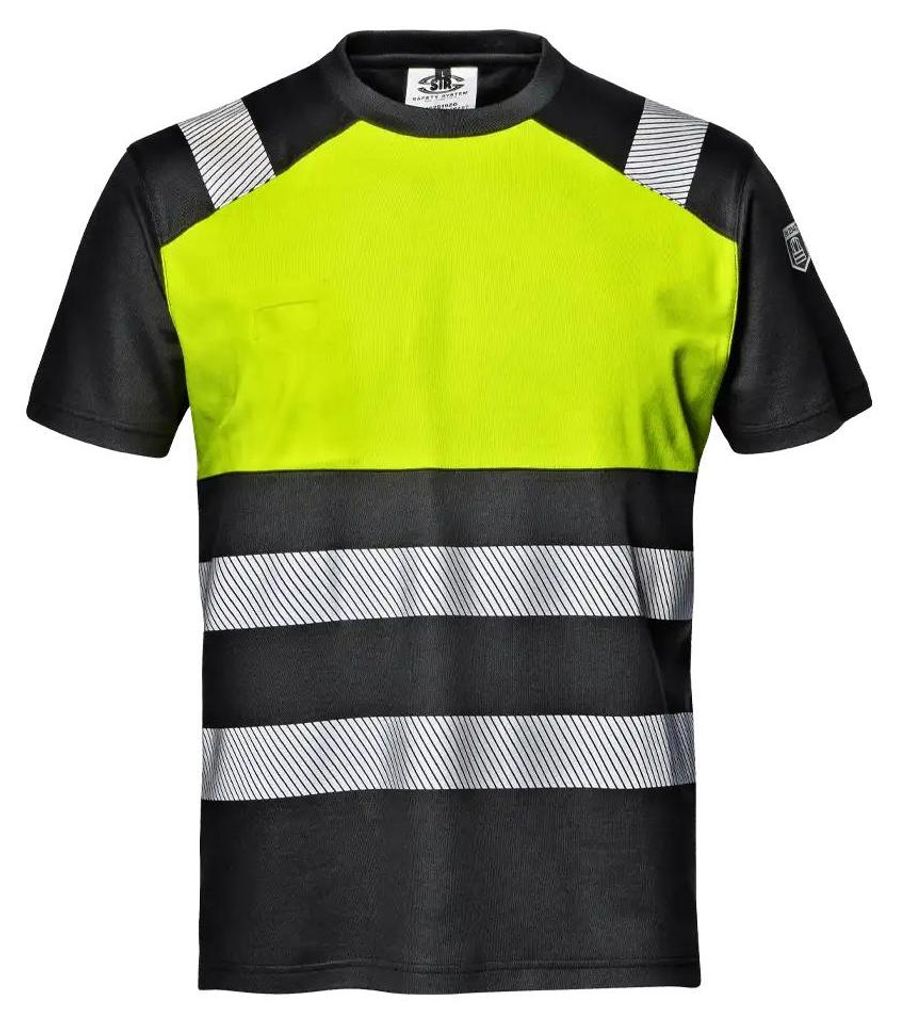 Sir Safety Contrast Warnschutz-T-Shirt Herren kurzarm reflektierend EN ISO 20471 Klasse 1, XXL, Schwarz/Gelb fluoreszierend