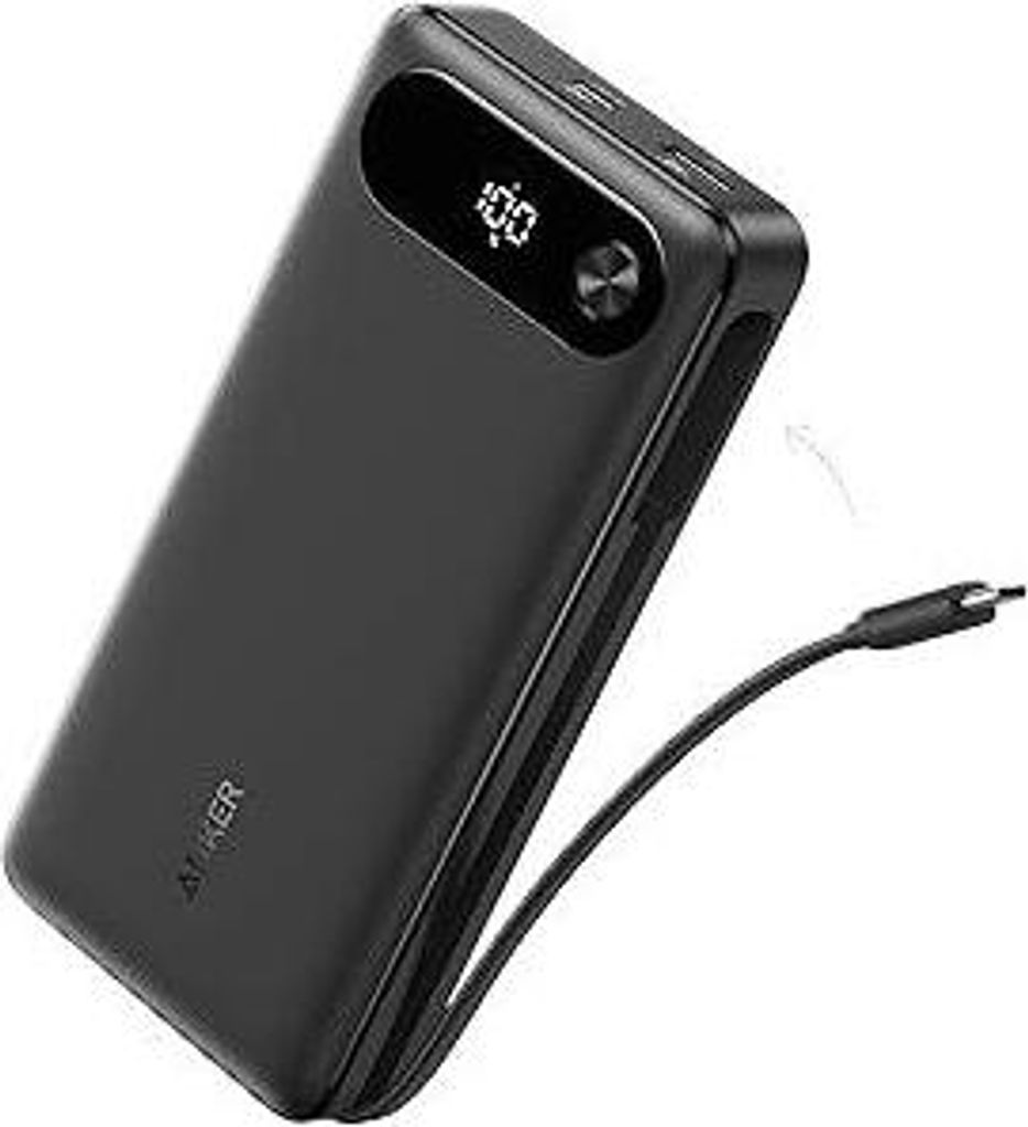 Anker Powerbank (20K, 87W, Integriertes USB-C Kabel) Schwarz