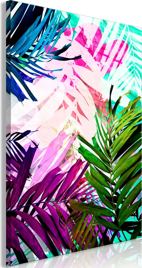 Quadro in tessuto non tessuto - Fruscio colorato (1 parte) verticale 80x120 cm foglie b-C-0381-b-a