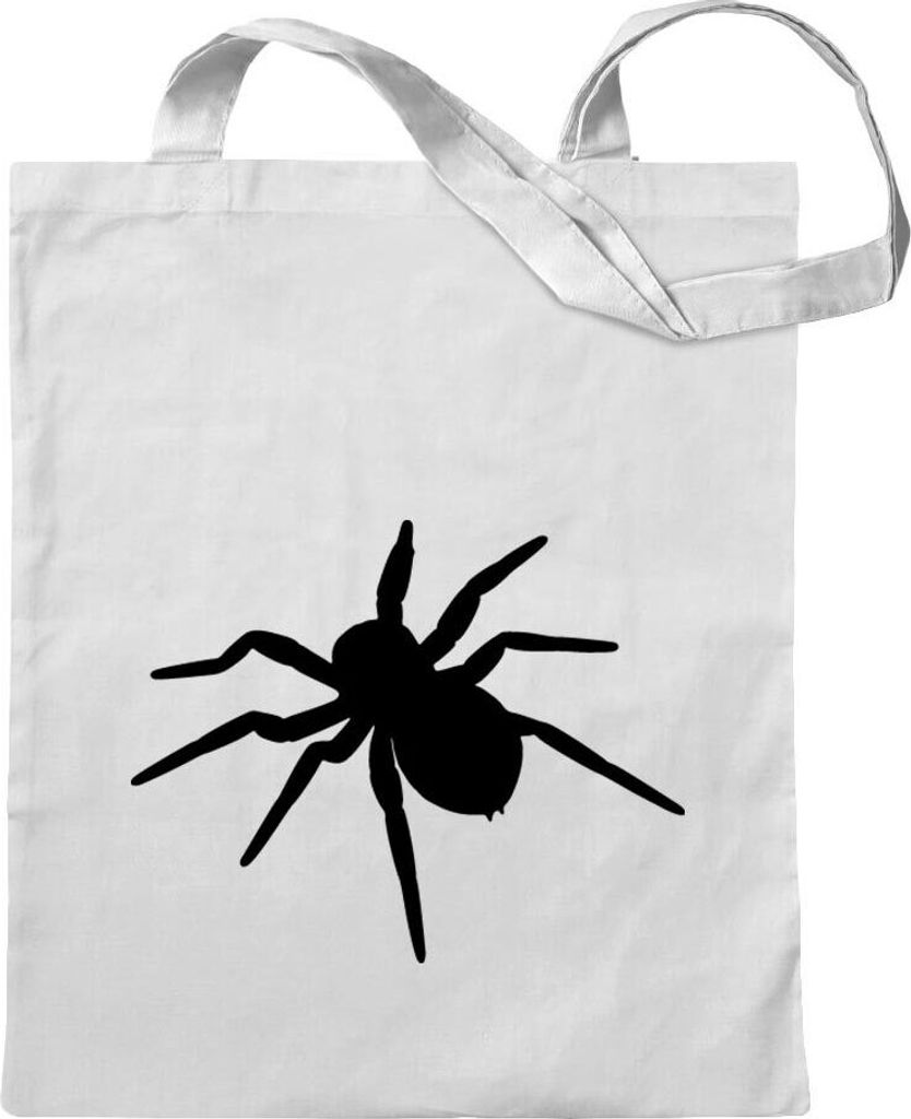 Kiwistar - Baumwolltasche - weiss - Spinne Spider Silhouette 3 - Tragetasche Stoffbeutel Umhängetasche Langer Henkel