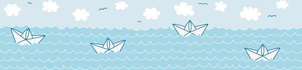 Lovely Kids selbstklebende Kinderzimmer Bordüre Paper Boat Love blau weiß 5,00 m x 0,155 m