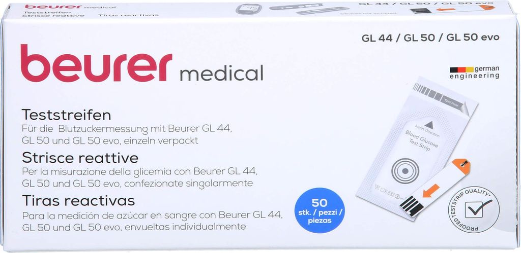 beurer medical Blutzucker Teststreifen, 50 St. Teststreifen Produktbild 