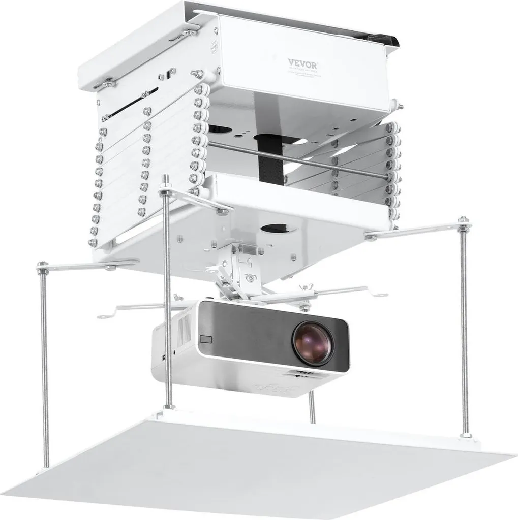 Support ascenseur électrique vidéoprojecteur escamotable blanc 1,5m