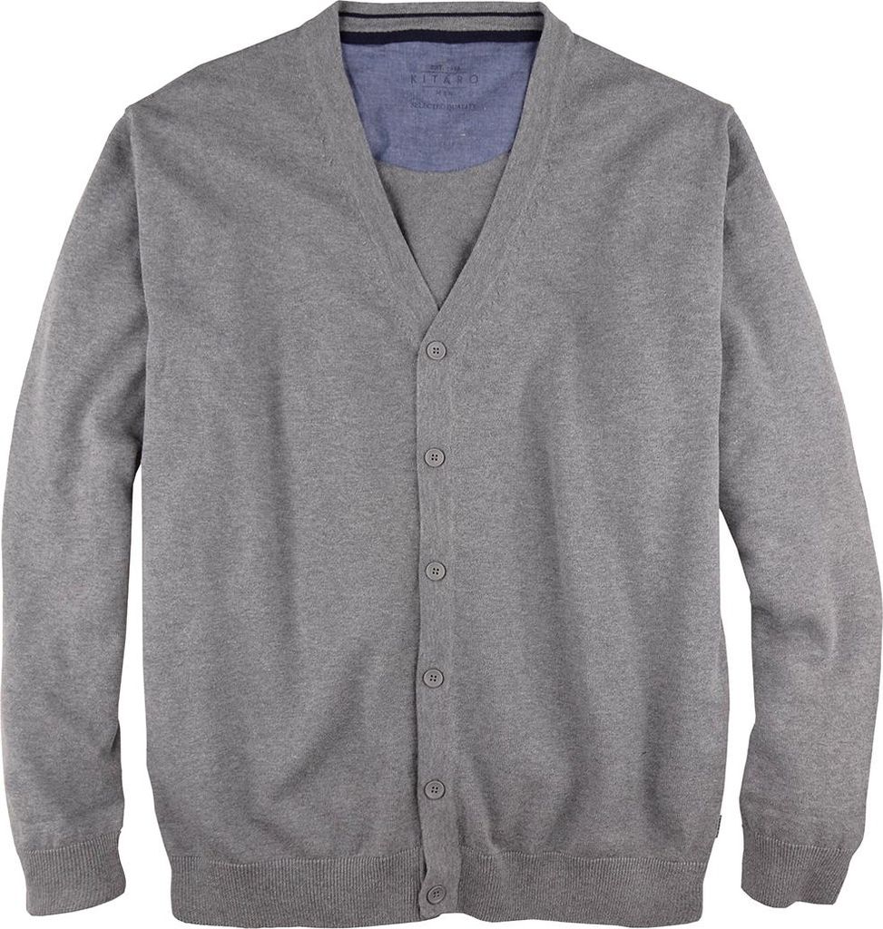 Strickjacke mittelgrau meliert Kitaro Übergröße