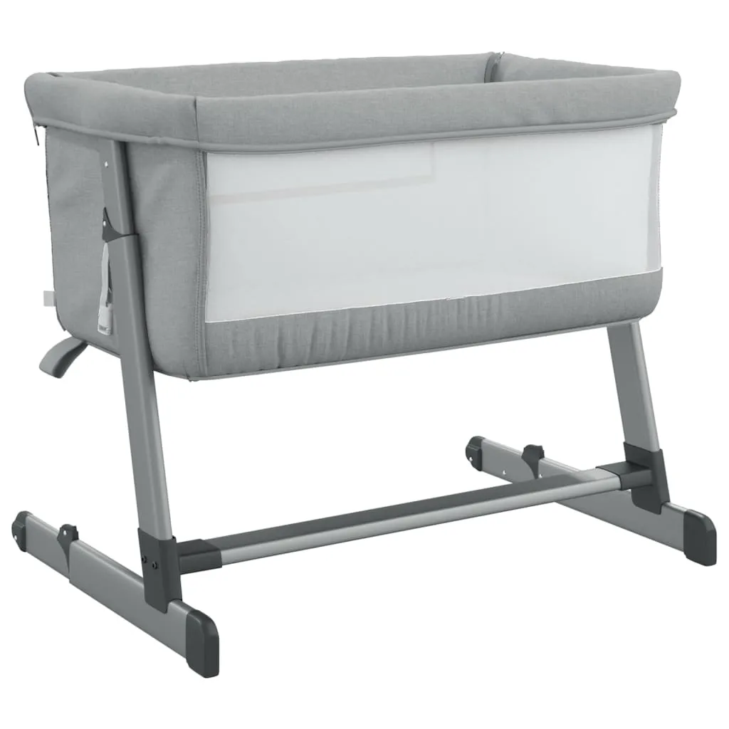 Lit Bébé Complet avec Matelas Confortable Gris Clair en Lin vidaXL - 6