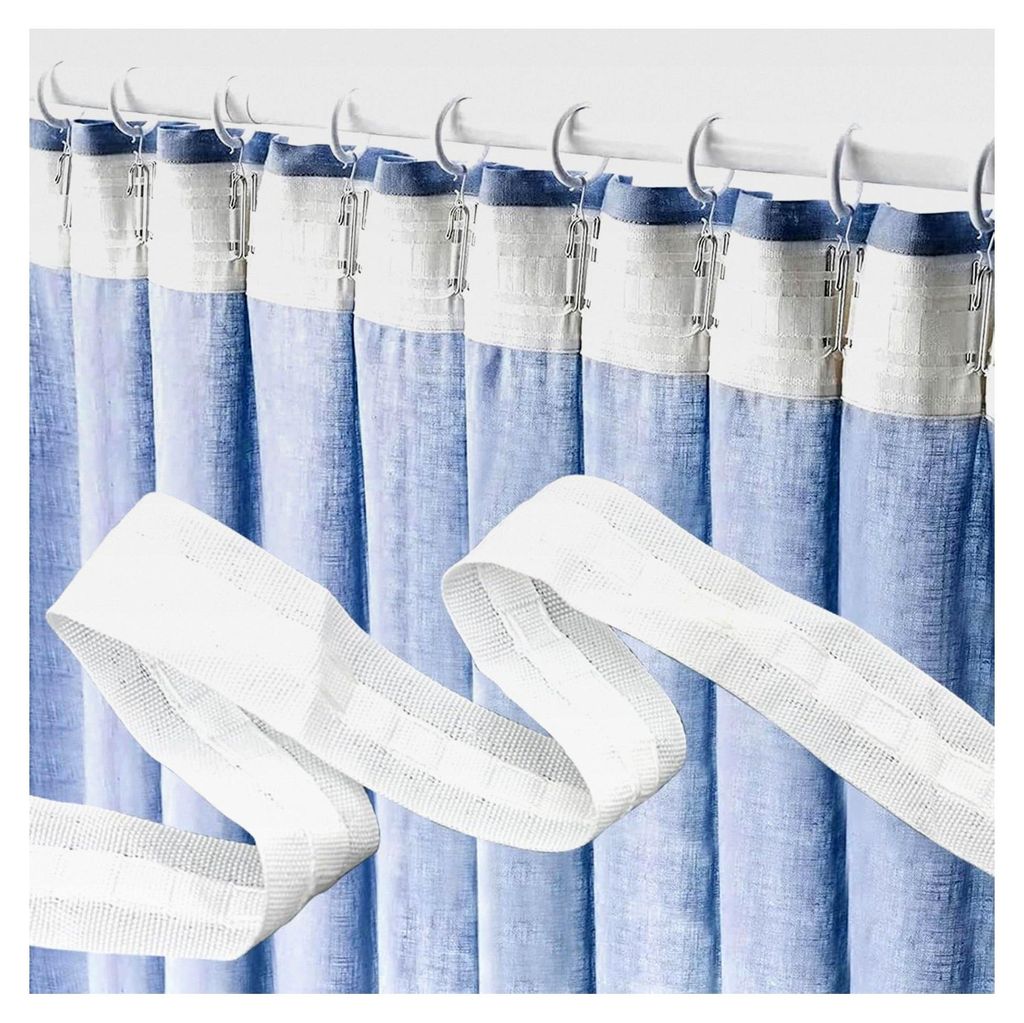 Gardinenband Kräuselband, Faltenband, Universalband für Vorhänge, zum Aufnähen, Polyester Reihband (30 m x 2,5 cm)