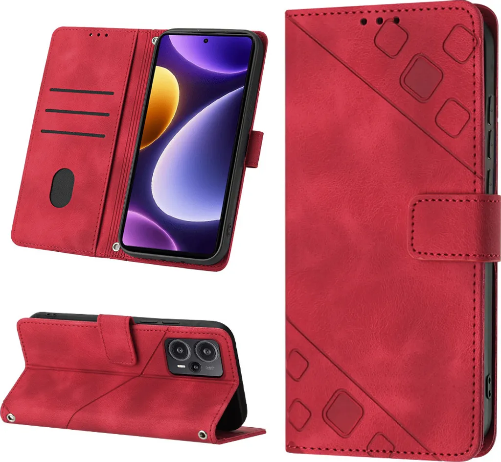 Cover Portafoglio Rosso Xiaomi Poco F5 - Protezione 360 e Slot Carte