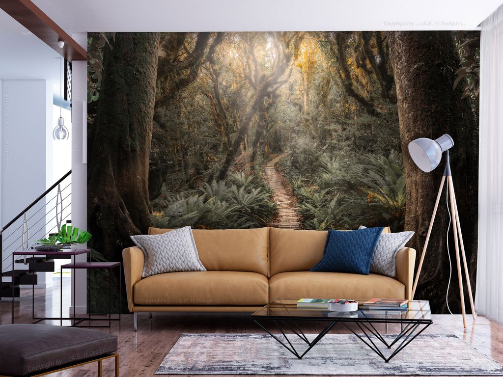 Vlies Fototapete Abstrakt 400x280 cm Tapeten Wandtapete XXL Dschungel Wald Natur Weg b-C-10323-a-a