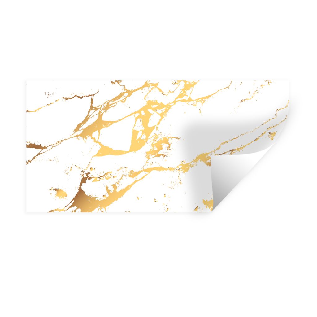MuchoWow Wandtattoo Wandsticker Wandaufkleber Marmor - Weiß - Gold - Luxus 80x40 cm Selbstklebend und Repositionierbar - Aufkleber