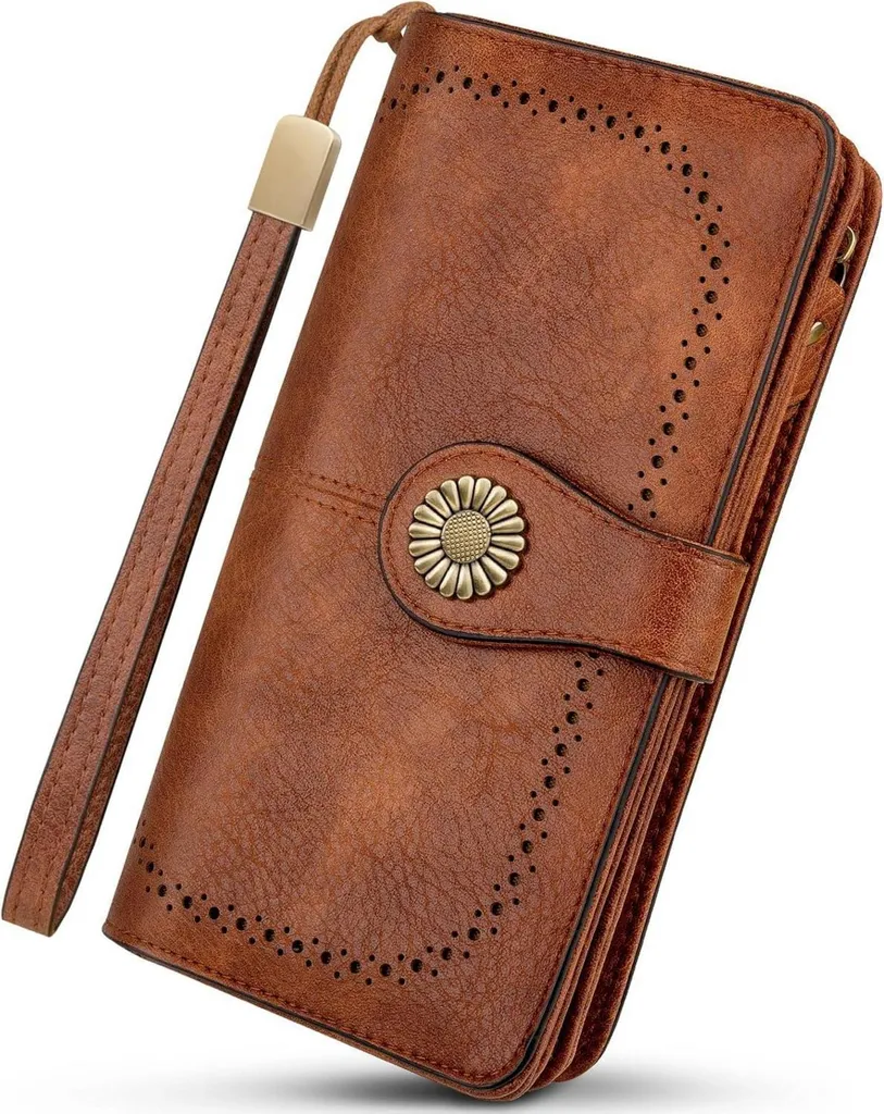 TEUEN Portafoglio Donna in Pelle Vintage Marrone - L'Essenza del Retrò