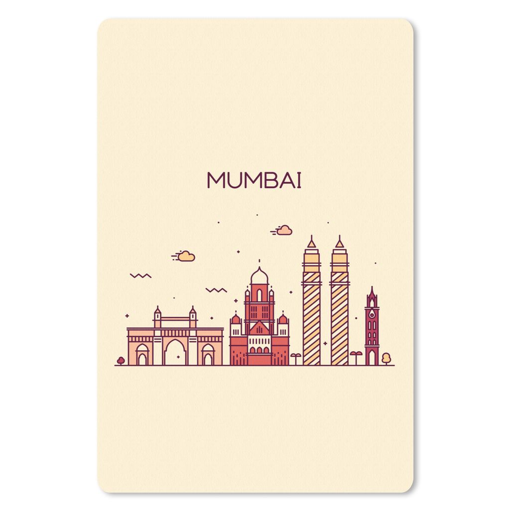MuchoWow Mauspad Mousepad Mumbai - Indien - Skyline 40x60 cm - Mousepads - Maus Mat - Pad - Mausunterlage - Schreibtisch Accesoire