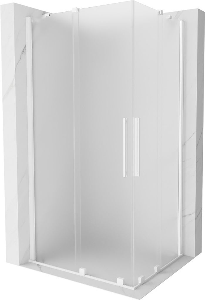 Mexen Velar Duschkabine 100x90cm, Frostglas, Weiß, Schiebetüren