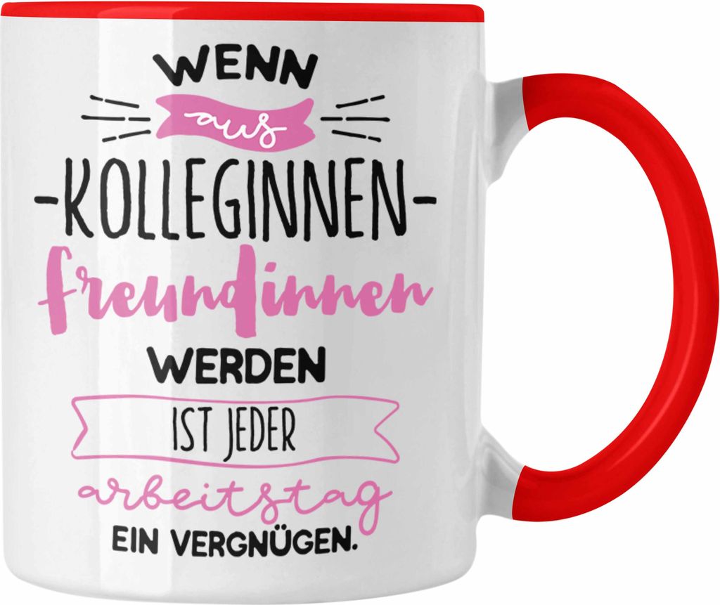 Trendation - Kollegin Tasse Geschenk Freundinnen Arbeitskollegin Geschenkidee Abschied Beste Kollegin der Welt (Rot)