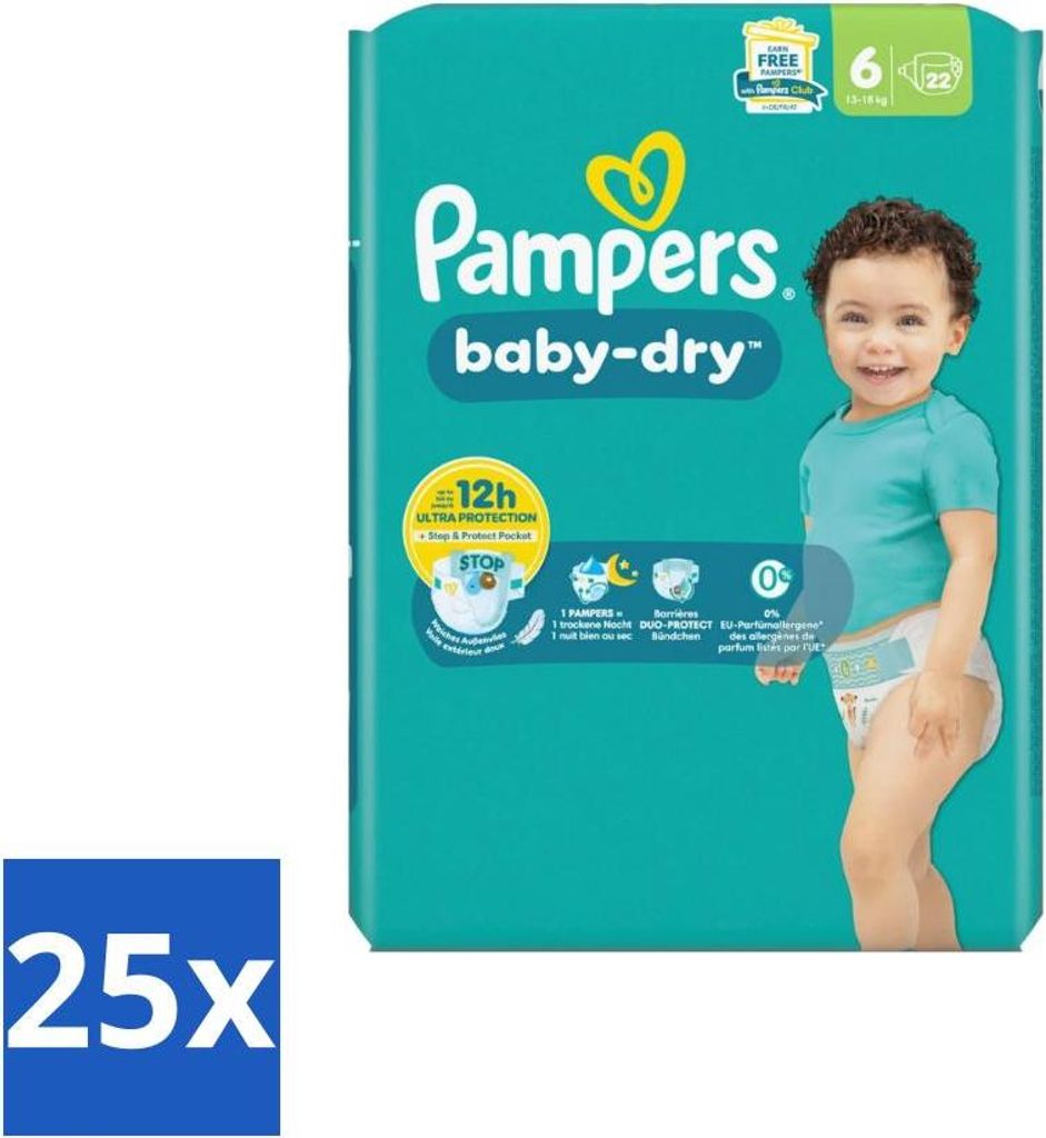 Pampers – Windeln – Baby Dry Größe 6 – 22 Windeln - Vorteilspack - 25 Stücke