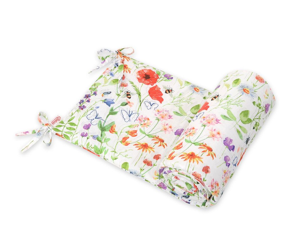 Bobono Babybett-Schutz łąka elastisch Naturfaser 155 cm 32 cm doppelseitig