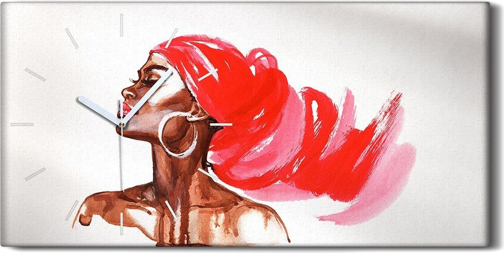 Wohnzimmer-Bild Leinwand Uhr Geräuschlos 60x30 Malerei Einheimische Frauen Kunst - weiße Hände