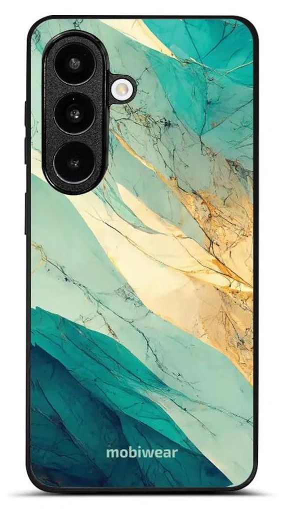 Handyhülle für Galaxy S26, Mobiwear Glossy Case, Türkis-Marmor