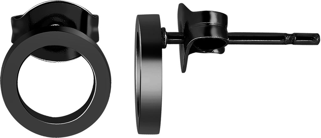 Akzent Edelstahl Ohrstecker, IP Black, Schwarz