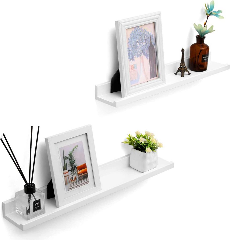 Schweberegale 2er Set, Weiß Hochglanz 60 x 10cm
