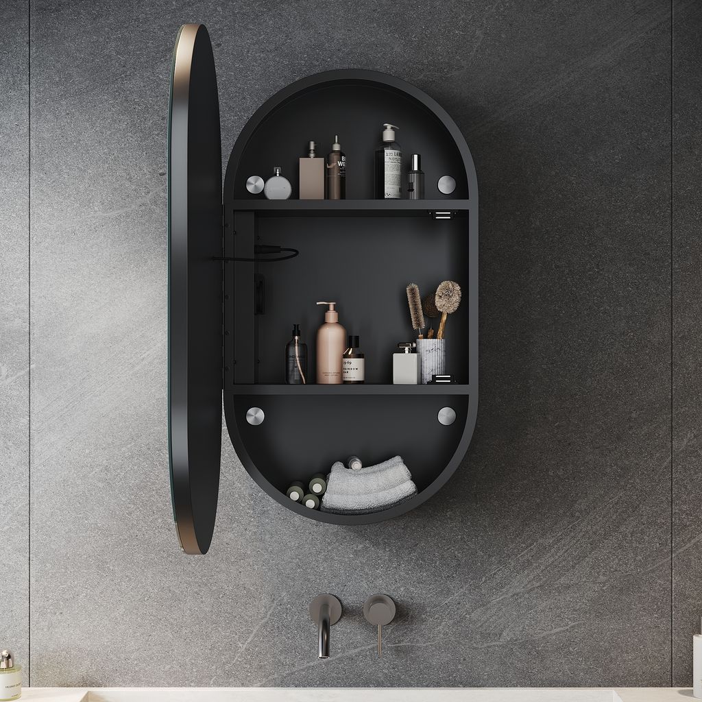 SONNI Ovaler Spiegelschrank 40x70x14cm mit Produktbild 2